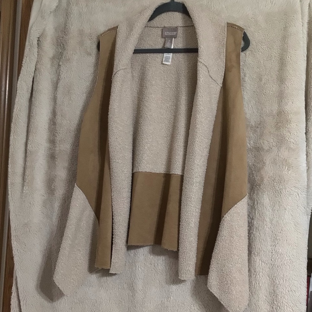 Chico's Beige Textured Open Vest